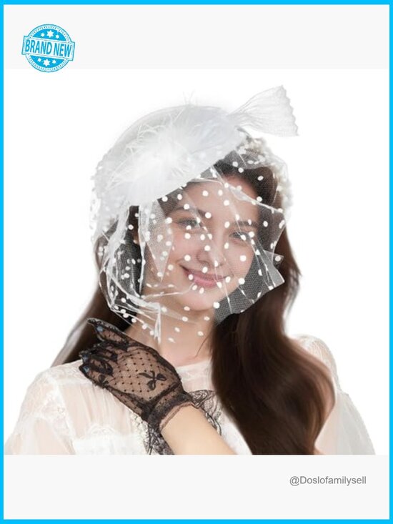 Fascinator Hat with Lace Gloves Elegant Tea Party Headpiece Wedding Hair Clip main image 7